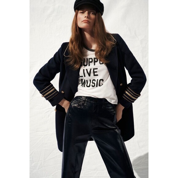 Anthropologie Maeve Peacoat Military Women Blue Jacket Preppy Retro Medium NWT - Picture 3 of 12